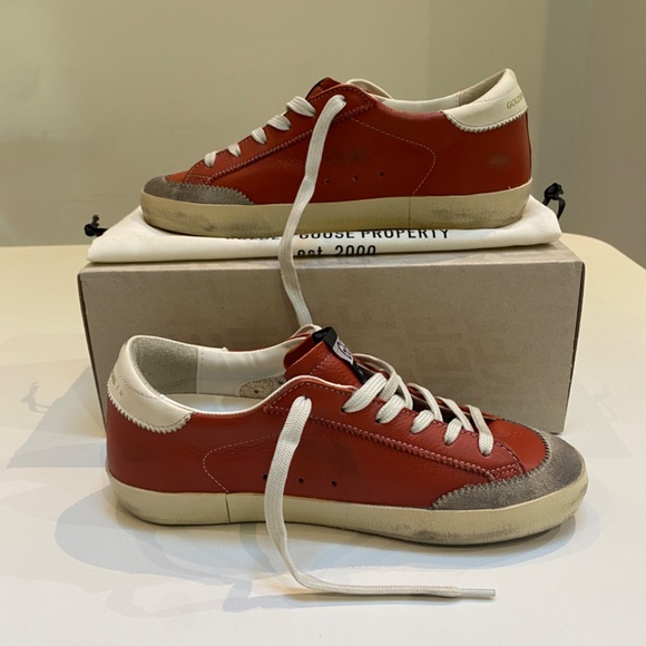 Golden Goose Superstar Penstar Sneaker Orange Leather/White/Ice sz 38 New in Box - Picture 6 of 12